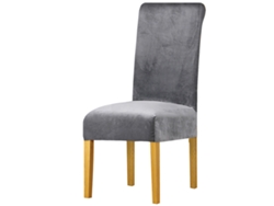 Funda para silla de comedor Siurn de terciopelo gris claro (1 pieza)