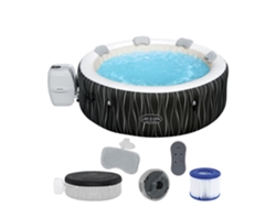 Spa Hinchable BESTWAY Lay-z Hollywood 140 Burbujas Airjet 196x66 Cm Para 6 Personas Redondo Negro Con Luz Led