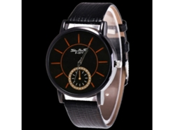 Reloj De Cuarzo De Pareja Con Correa De Cuero Pu Dial Redondo Simple Casual Zhoulianfa Negro