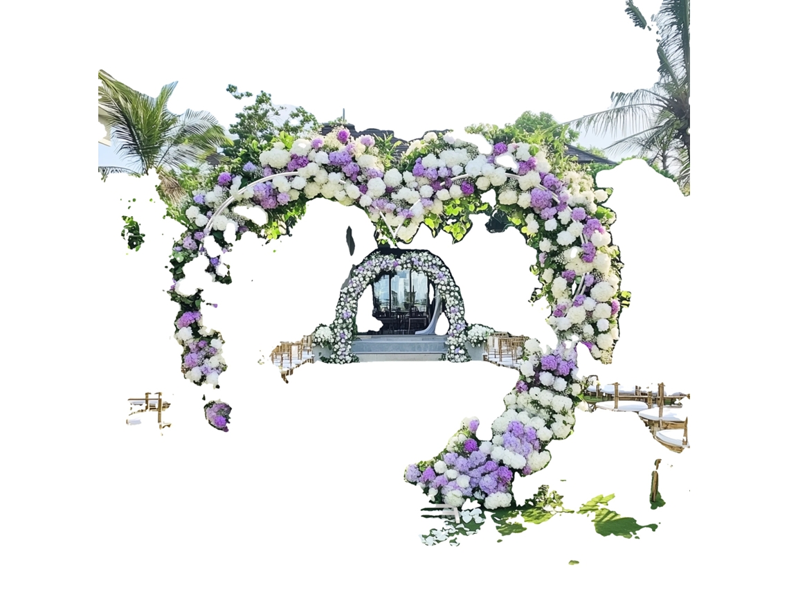 Soporte para arco de boda, forma de corazón, construcción de hierro resistente, blanco OEM
