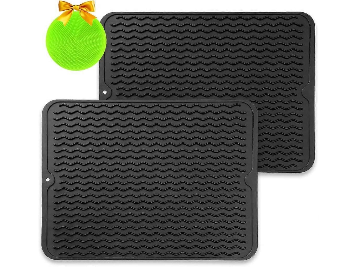 Juego De 2 Alfombrillas De Secado De Silicona Antibacterianas Resistentes Al Calor 40x30cm Para Cocina