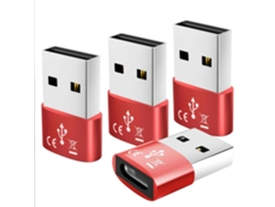 Adaptador de cable de datos tipo C hembra a USB 2.0 para teléfono móvil, adaptador de carga 4 Chennnls rojos