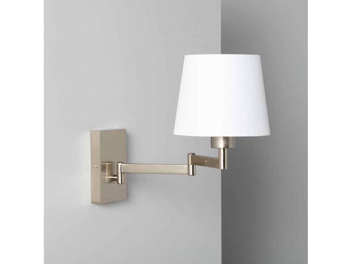 Lámpara De Pared Articulable Aluminio Y Tela Ugani Branco