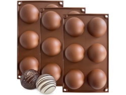 JEIIBRZUI Set de 3 moldes de chocolate en forma de cúpula color marrón chocolate