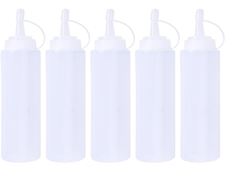 Dispensadores de botellas de plástico para condimentos, 5 uds., 200ml, 8oz, para Ketchup, mostaza, salsas picantes, barbacoa, aceite de oliva