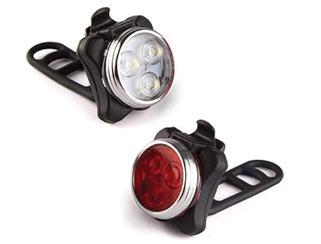 Luces LED de seguridad para bicicletas Juego de luces delanteras y traseras rojas y blancas Luces recargables para bicicleta Luces USB (negras) CHR...