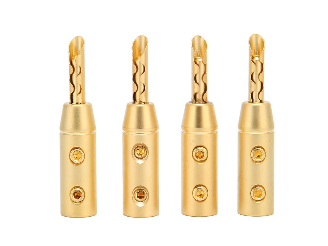 4 Conectores Banana Bfa De Latón Chapado En Oro Para Cable De Altavoz De 7 Mm