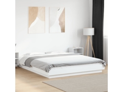 Estructura De Cama Con Led Madera Ingeniería Blanco 150x200 Cm