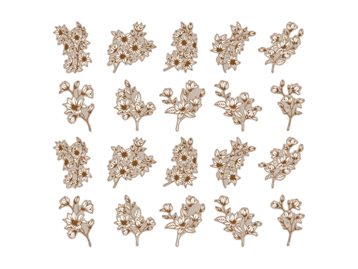 20 Exquisitas Calcomanías Florales De La Serie Plants Para Scrapbooking Y Decoración.