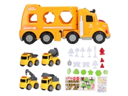 Ats-juego De Camión Transportador Grande Con Luz Sonido Inercial Capa Doble Y 4 Camioncitos Regalo Para Niños