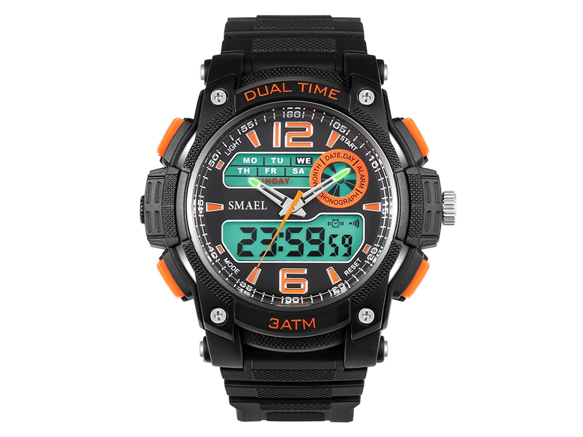 Reloj Deportivo Multifunción De Muestra Digital Redondo Para Hombres Naranja