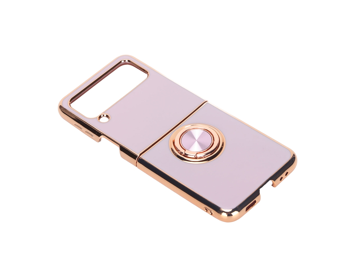 Capa Protetora Para Z Flip 3 Com Alça De Dedo Giratória 360° E Suporte Magnético Para Carro Roxo Claro