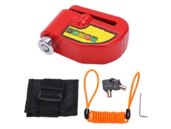 Candado de disco para freno con alarma, de acero, resistente al agua, para bicicleta, motocicleta, coche, vehículo eléctrico, rojo.