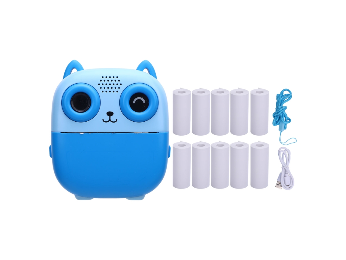 Cámara de impresión HD portátil Bluetooth para niños, ideal para selfies en vídeo. Incluye aplicación y 10 rollos de papel térmico (sin marca).