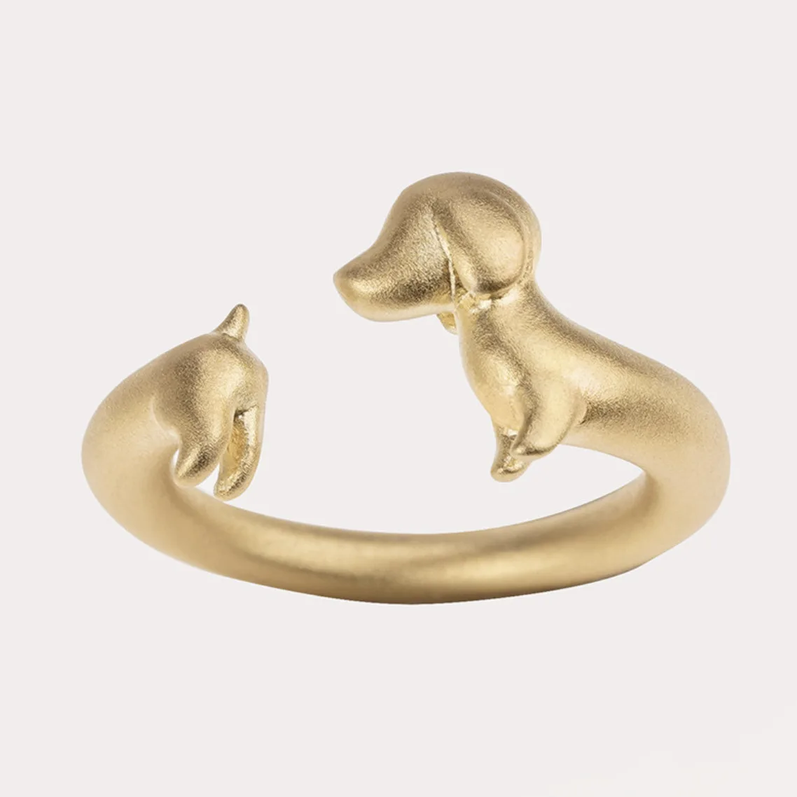 Anillo Con Forma De Perro Salchicha, Chapado En Oro Y Plata, Tamaño Ajustable.