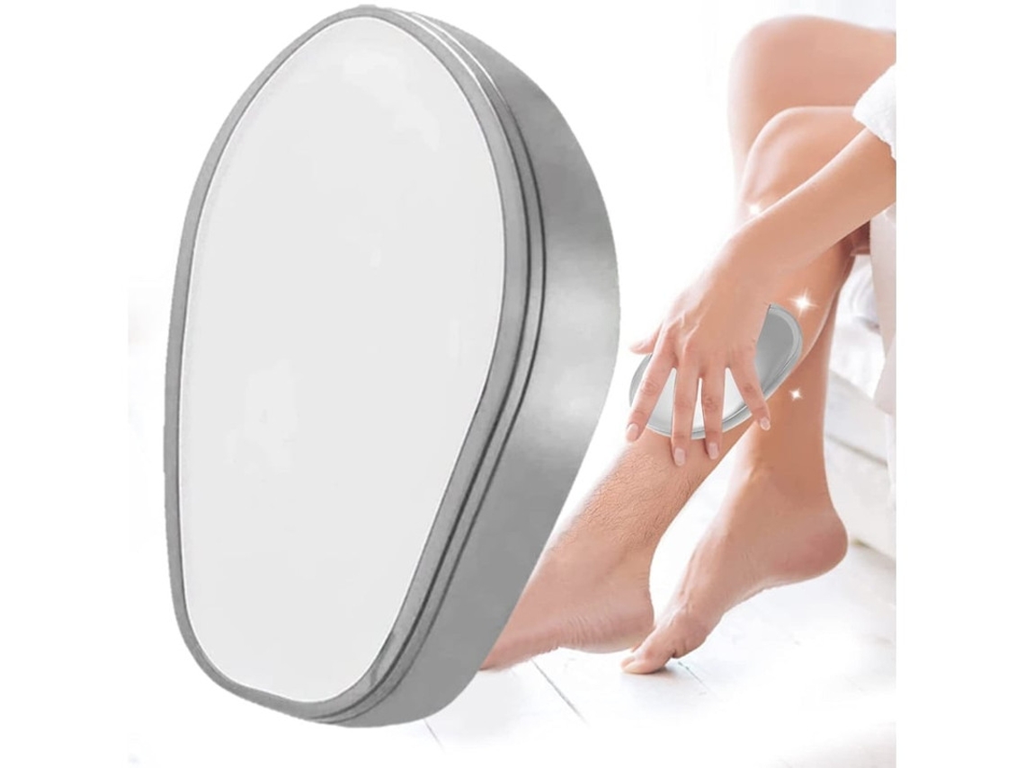 Eliminador de vello de cristal, herramienta de exfoliación indolora de nanocristales para hombres y mujeres, rápida y fácil, Yizhood (plata)