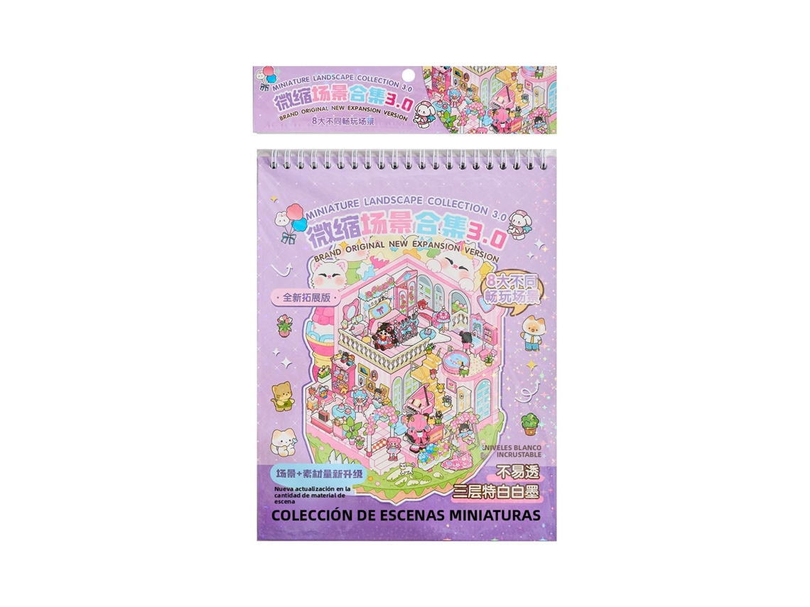 Juego de 20 hojas de pegatinas coleccionables con paisajes de dibujos animados en 3D MDUG