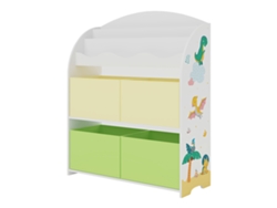 Estantería Infantil Orust con motivos aglomerado 98x83x30 cm - Motivo Dinosaurio Verde/Amarillo [EN.CASA]