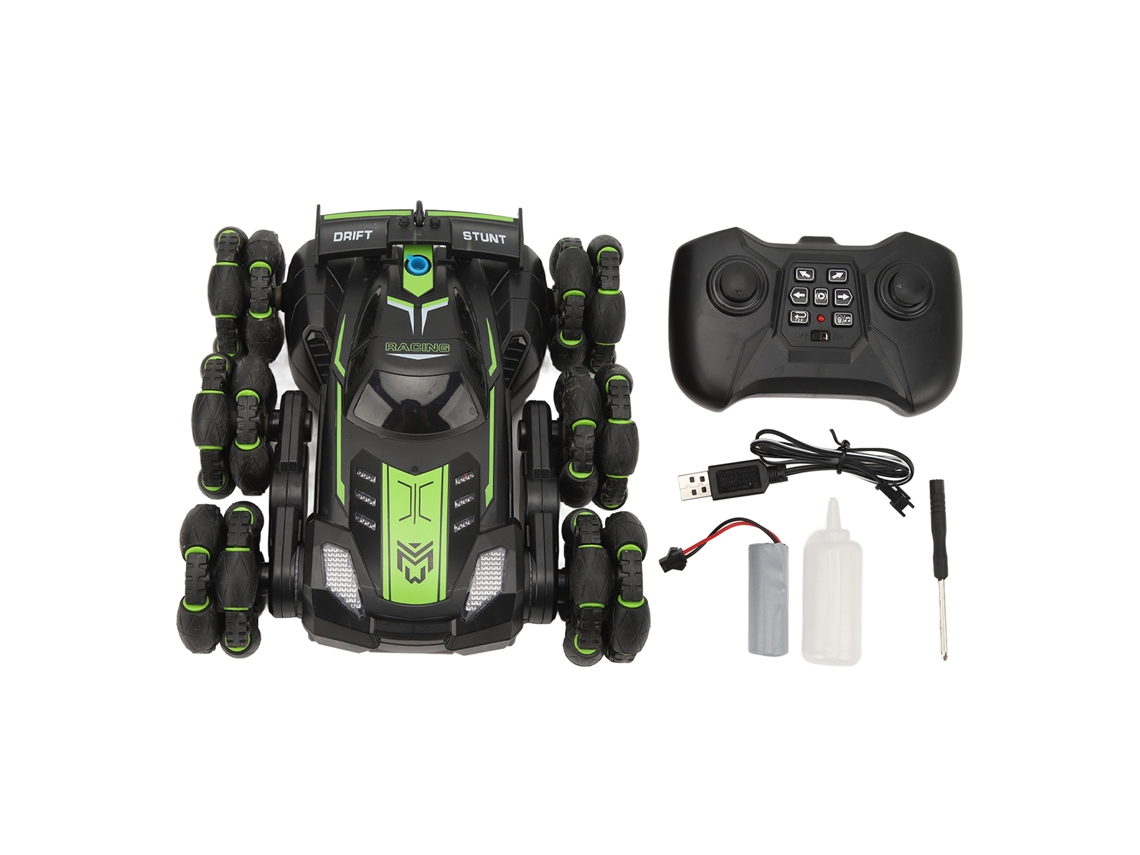2026-coche De Trucos Control Remoto 2.4ghz 6 Ruedas Luces Sonidos Rotación 360 Grados Juguete Para Niños Verde
