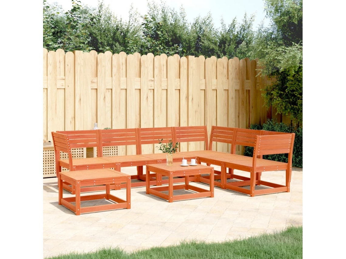 Conjunto de salón DKD Home Decor de pino macizo marrón miel para jardín