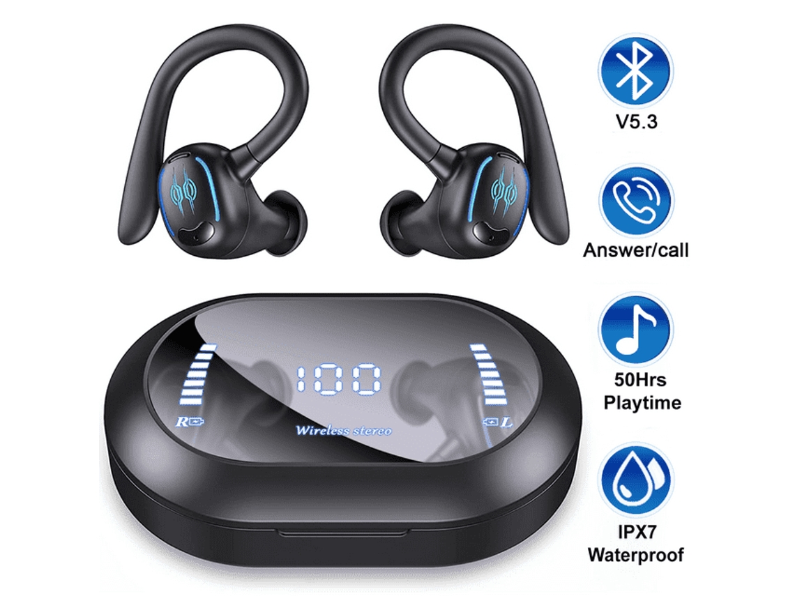 Auriculares Bluetooth True Wireless CHRUI Auriculares Bluetooth 5.3 Para Iphone Android Negros