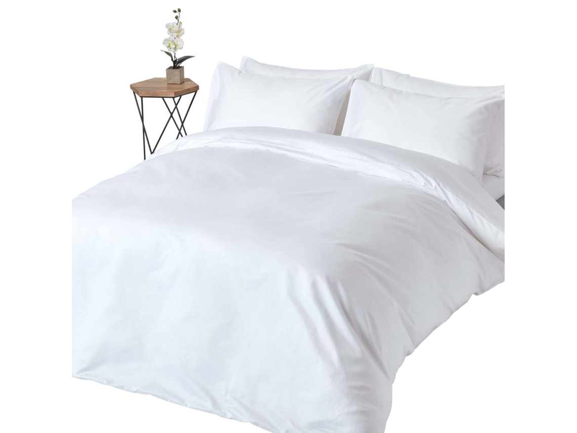 Homescapes White European Size Egyptian Cotton Duvet Cover Set 1000 Thread Count, 240 X 220 Cm