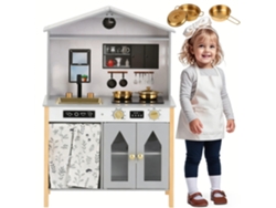 Cocina Infantil De Juguete Fabricada En Madera Y Plástico, Color Gris, 28,5 X 60 X 92 Cm, A Partir De 3 Años.