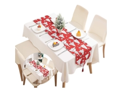 Camino De Mesa Navideño De Tartán Rojo En Algodón Lavable Con Flecos Para La Decoración Del Hogar.