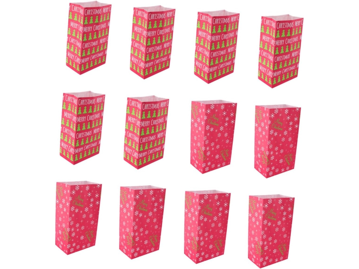 Bolsas de Papel Kraft para Dulces Navideños Gokoco (12 Unidades)