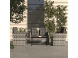 Conjunto de salón de exterior de 4 piezas con cojines de mimbre gris, Dkd Home Decor