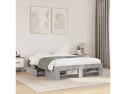 Estructura De Cama Madera De Ingeniería Gris Hormigón 140x200cm