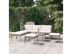 Conjunto de jardín de 6 piezas con cojines, ratán gris, DKD Home Decor