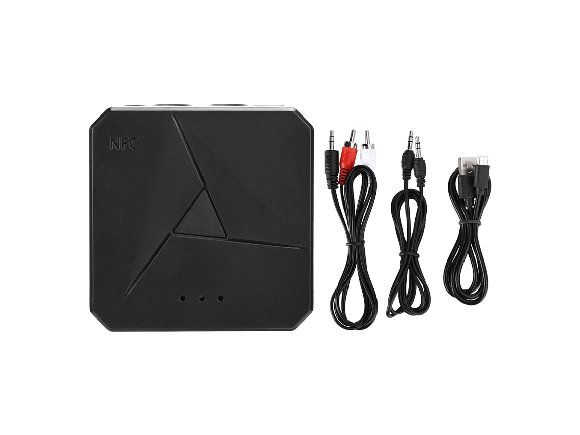 Adaptador Bluetooth 5.0 2 en 1, receptor y transmisor para entrada auxiliar de coche de 3,5 mm con NFC Plug and Play.