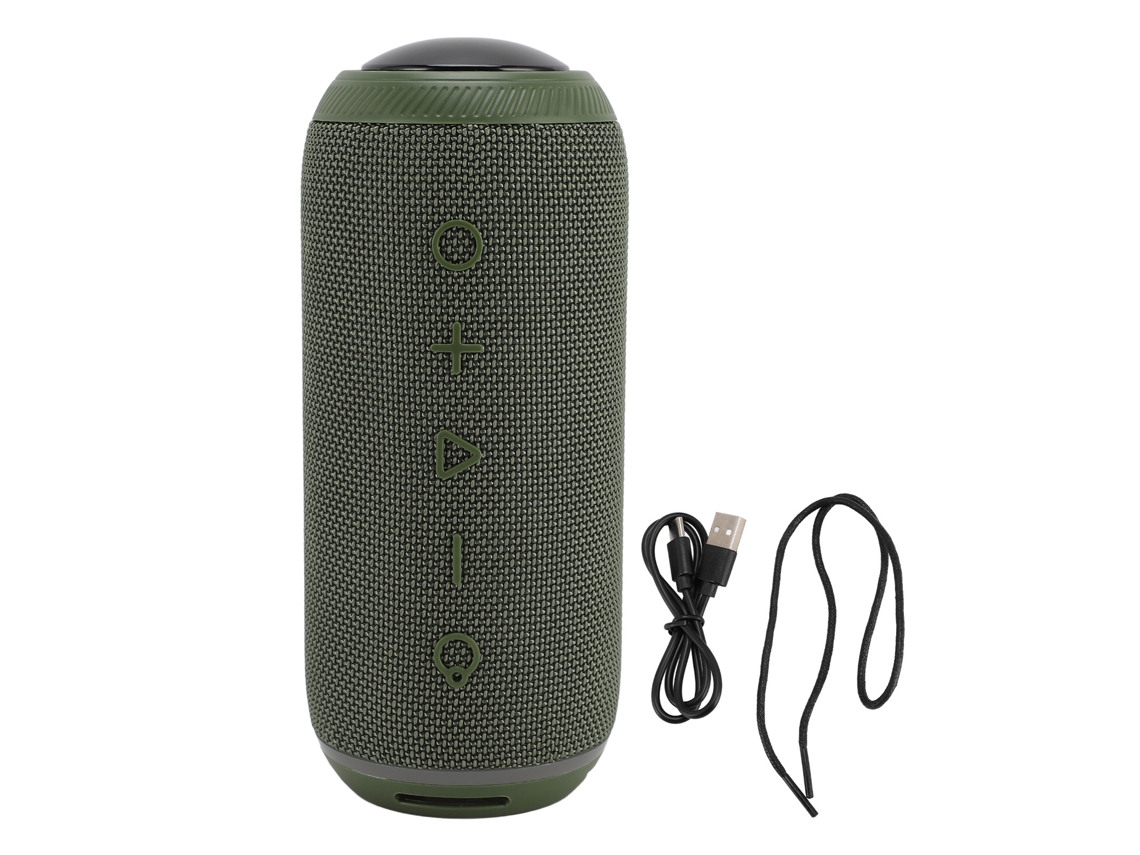 Alto-falante Sem Fio Bt 5.3 Portátil Outdoor 2x7w Resistente À Água Ipx4 Luz Led Com Mic Verde