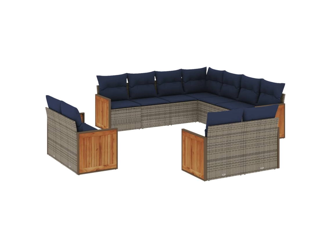 Maison Exclusive - Conjunto De Sofá De Jardín De 11 Piezas Con Cojines, Poliratán Gris