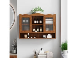 Armario corredero de estilo retro de 2 puertas con 3 niveles para baño/cocina - Marrón