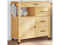 Carrito De Cocina Monza Madera Maciza De Pino 84x40x90 Cm