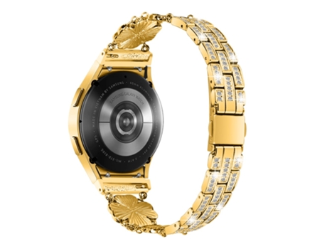 Correa de metal trébol de diamantes de imitación con conector para Samsung Galaxy Watch4/4 Active/5 40mm 44mm/Watch 5 Pro 45mm - dorado