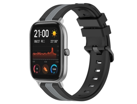 Correa Smartwatch para Amazfit GTS 20mm Silicona Vertical Bicolor (Negro + Gris)