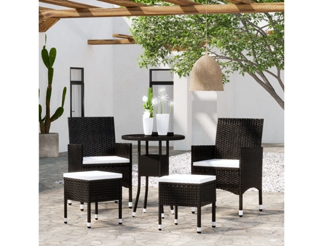 Conjunto 5 de muebles de jardín VIDAXL ratán sintético negro