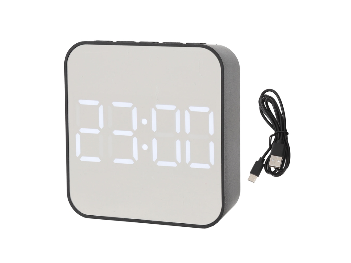 Reloj Digital Led Con 2 Alarmas, Pantalla Clara, Temperatura Y Fecha Para Dormitorio Y Oficina - Negro