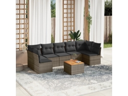 Conjunto de sofás de jardín de 8 piezas DKD Home Decor con cojines de mimbre gris