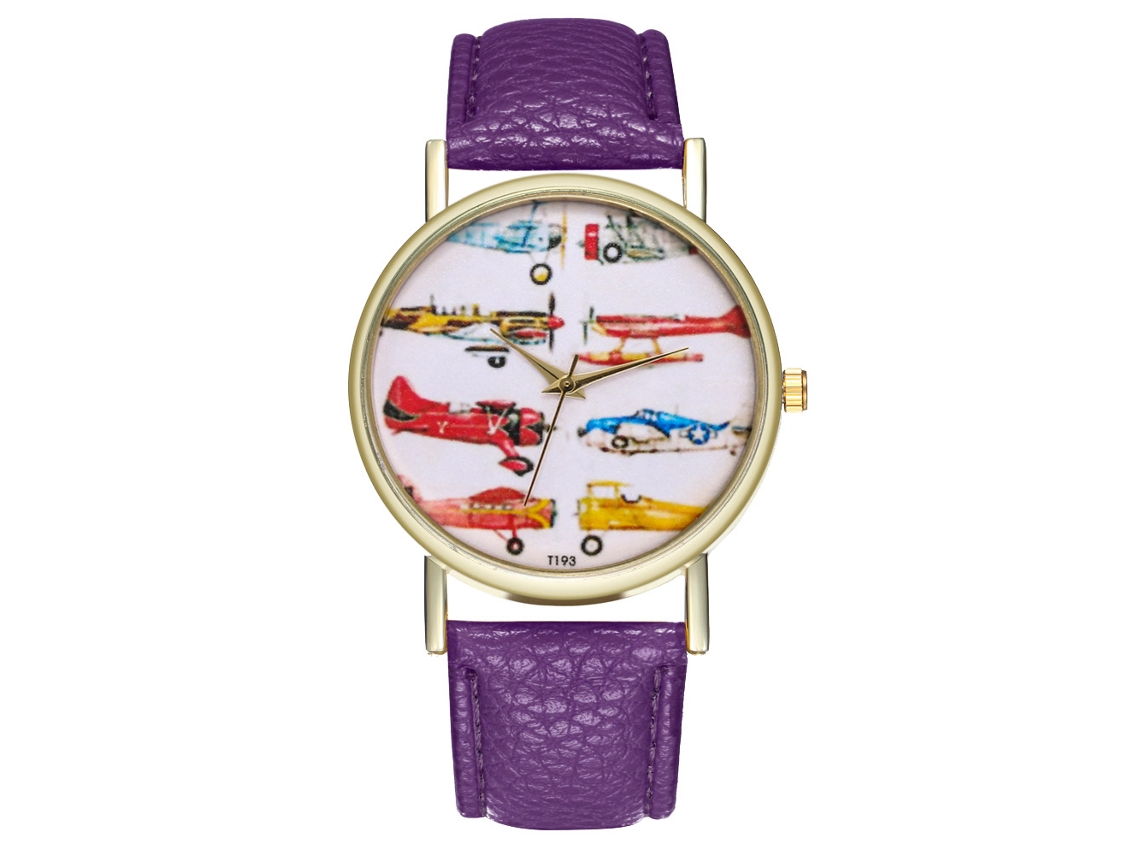 Reloj De Mujer Zhoulianfa Cuero Cuarzo Avión Púrpura T193-a