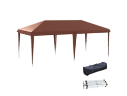 Tenda Dobrável 6x3 M Com Altura Ajustável Em 3 Níveis Bolsa De Transporte Anti-uv E Estrutura De Aço Castanho