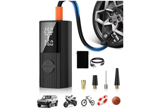 Compresor de aire rápido, bomba infladora de neumáticos portátil inalámbrica para coche Bick Ball, Compresor Aire Carro Auto Cars Wheel Presta Valv...