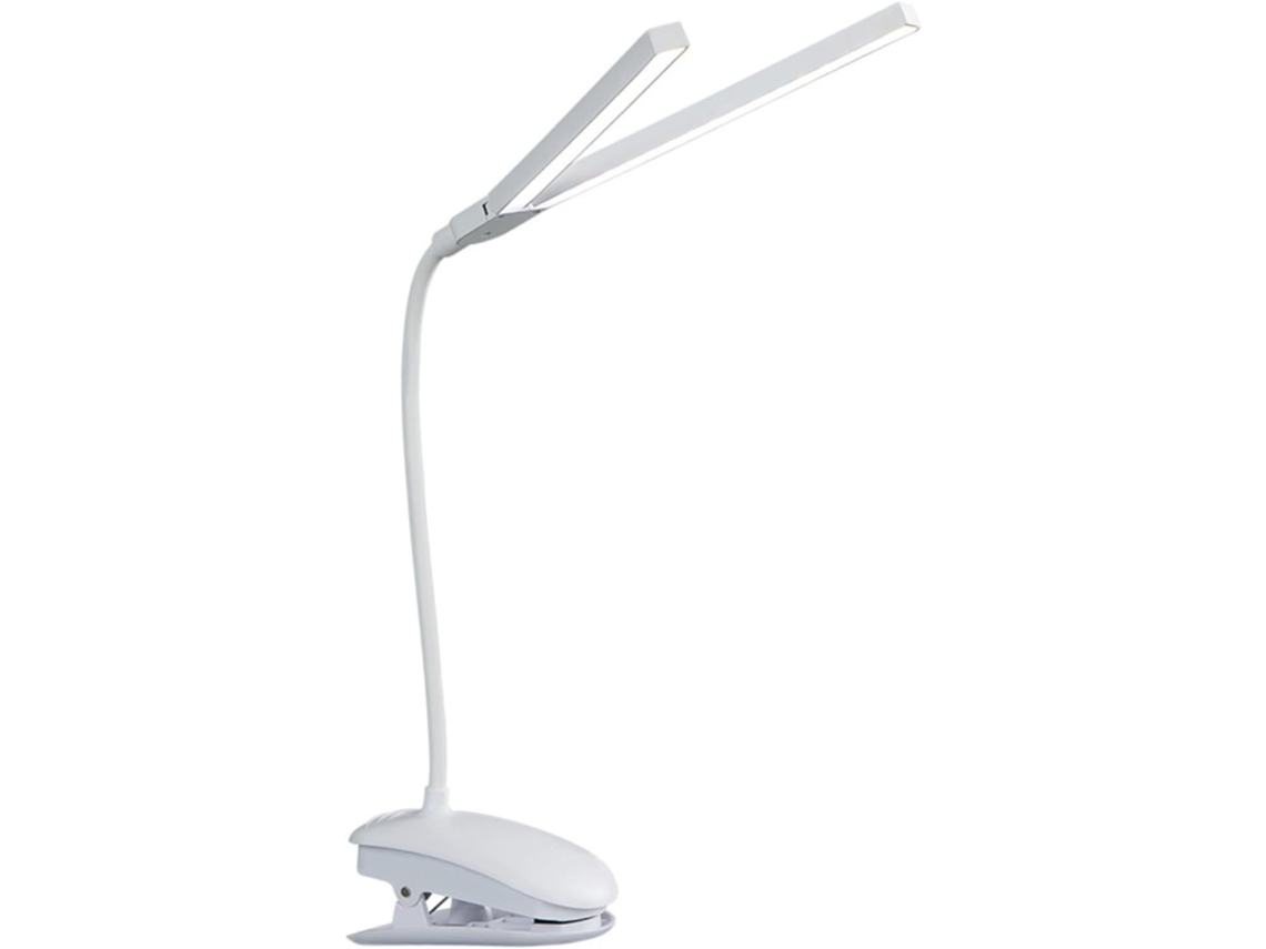 Lámpara De Escritorio Led De Doble Cabezal Con Clip, Protección Ocular, Batería Recargable De 2000 Ma, Plástico.