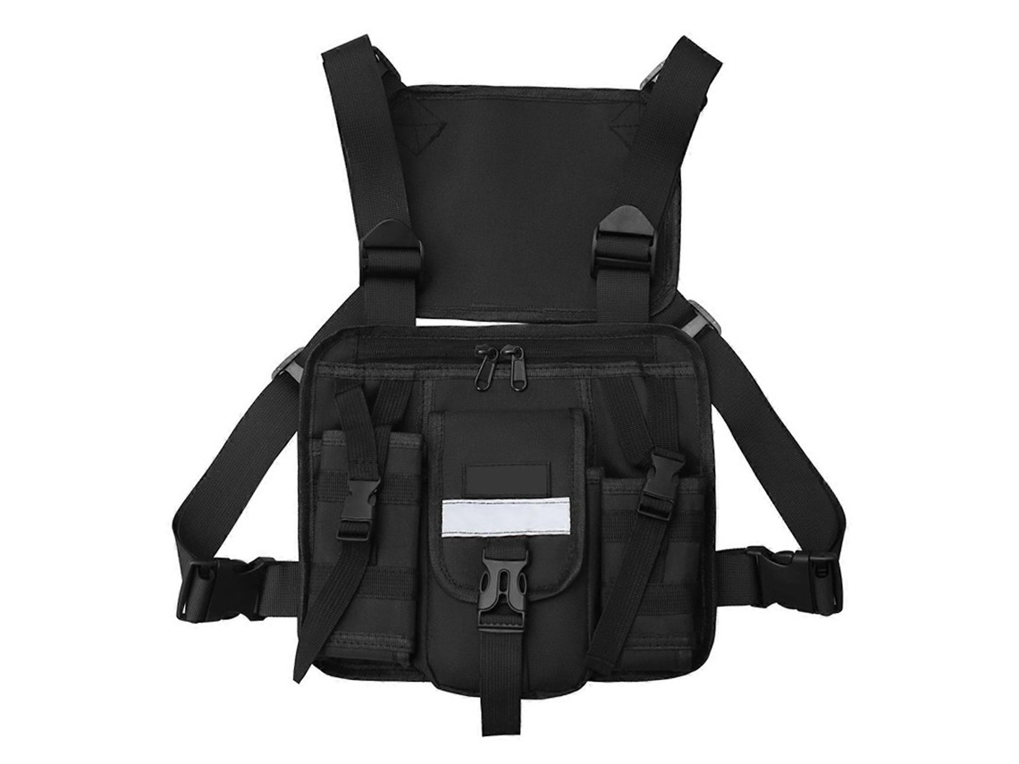 Bolsa deportiva multifuncional para hombre y mujer, con funda, chaleco, riñonera, arnés táctico, bolsa de ciclismo, color negro, reflectante, modelo Giecy