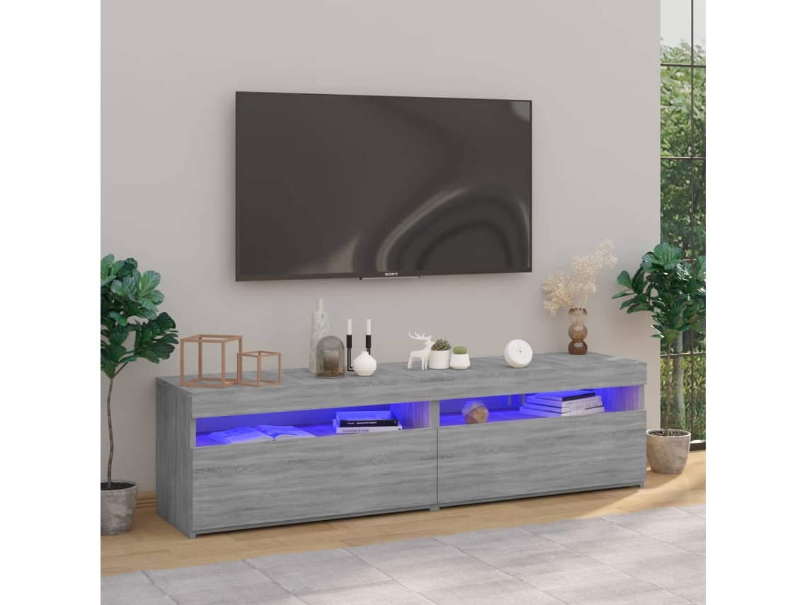 Estantería/Mueble de TV con luces Led 2 Pzs 75X35X40 Cm Gris Sonoma