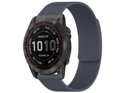 Bracelete Para Garmin Fenix 8 / 7x / 6x / 5x (26mm) - Silicone Magnético - Textura De Lichia Cinza