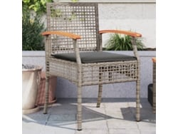 Sillas de jardín con cojines, 2 piezas, mimbre sintético/gris acacia, Dkd Home Decor